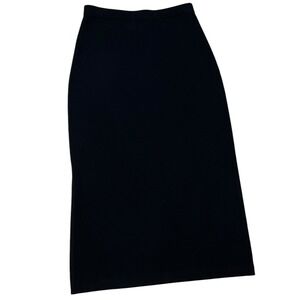 St. John Basics Santana Knit Maxi Skirt Black Sz 4 Side Slit Evening